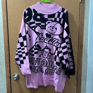 Pink Graphic Crewneck Sweater